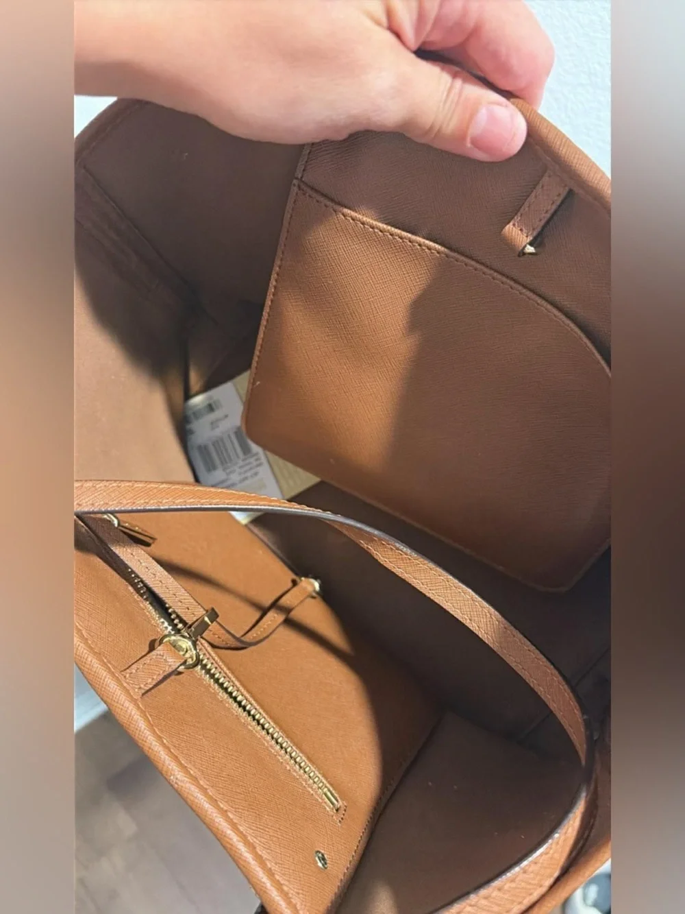 Michael Kors Caramel Brown Saffiano Leather Tote with MK Charm